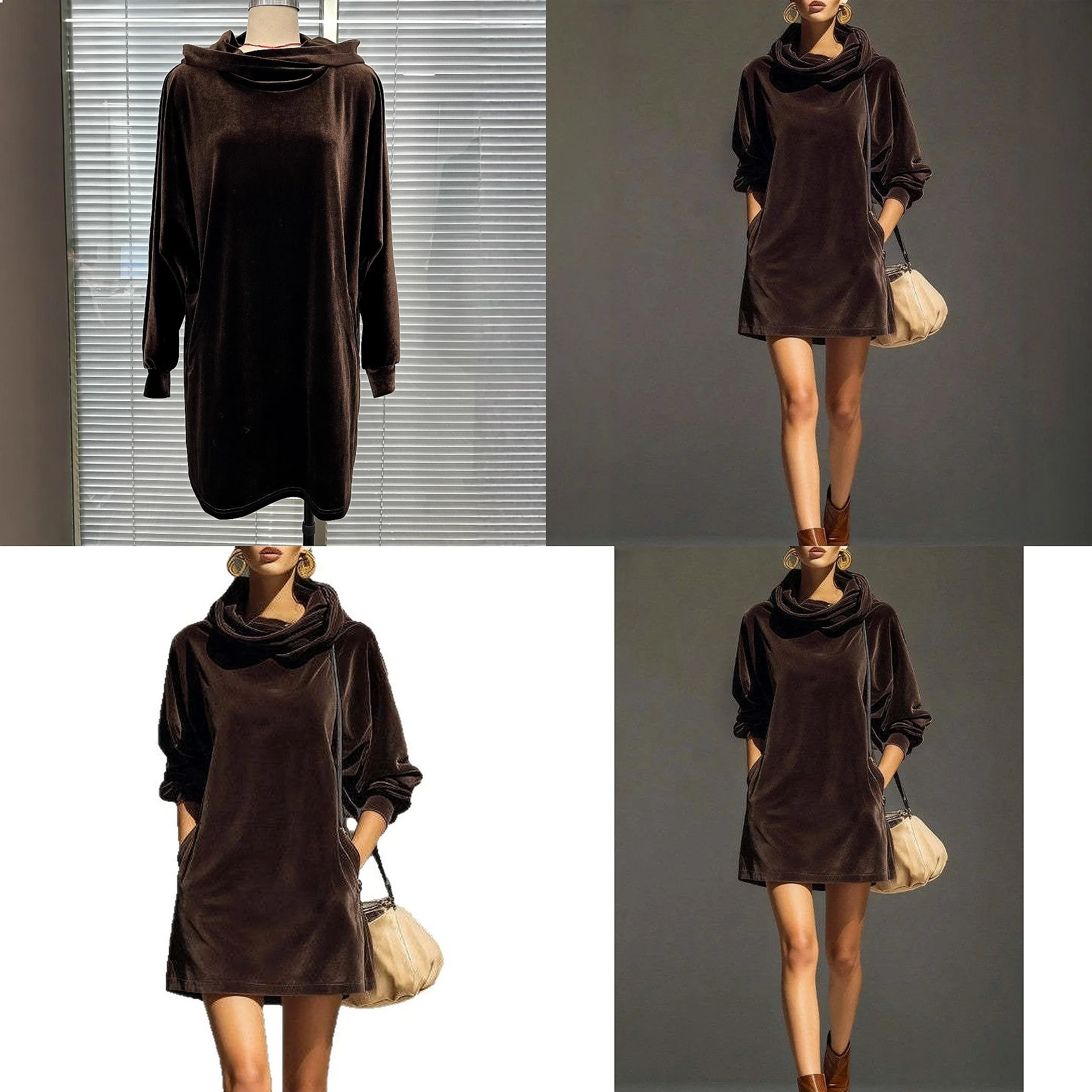 Nuevo Vestido Largo con Capucha de Terciopelo para Mujer, Vestidos Casuales de Primavera y Verano, Mono, Playsuit