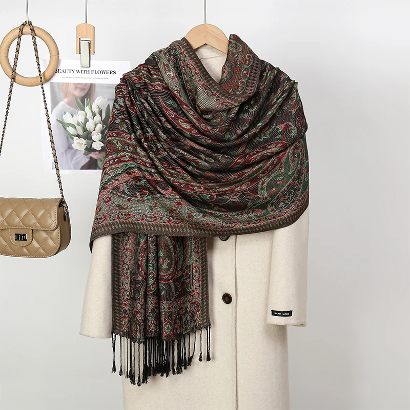 2025 Luxury Thick Cashmere Scarf Women Print New Wraps Pashmina Travel Poncho Warm Blanket Winter Bufanda Shawl Female Stoles image 5