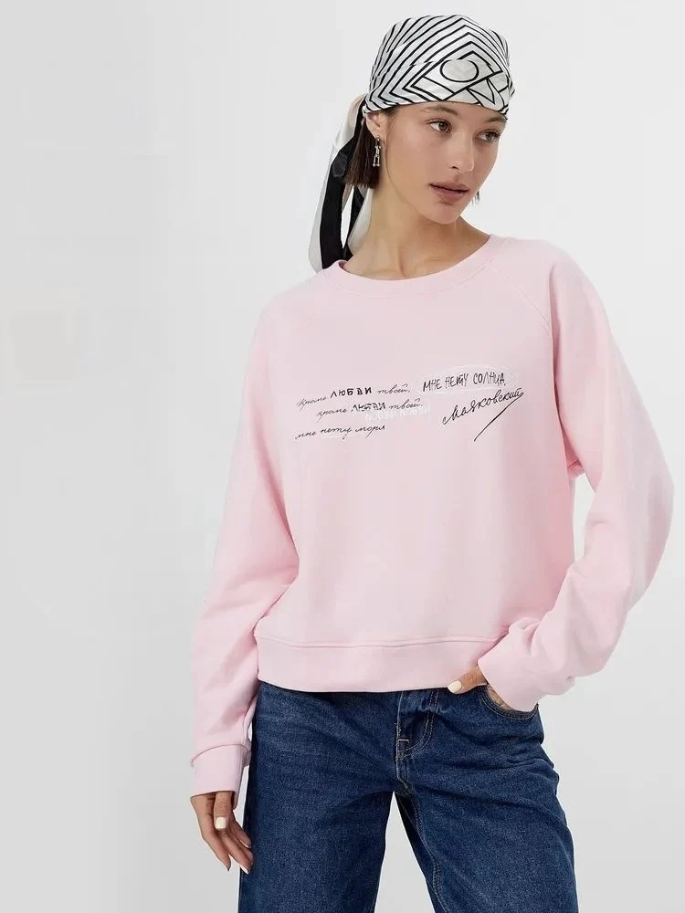 

Loose round Neck Long Sleeve Printed Sweatshirt Casual Comfortable Top Women's Fashion Autumn 2025 Commute Style