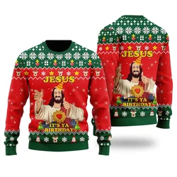 Jesus Birthday Ugly Christmas Sweater Men 3D Printed New In Xmas Sweatshirt New Year Long Sleeves Merry Christmas Pullovers Gift