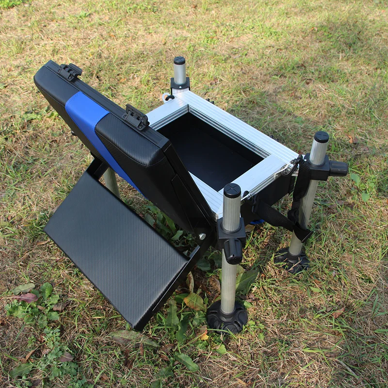 Fishing Tackle Box Folding Portable Adjustable Height Fishing Bait Seat Toolbox