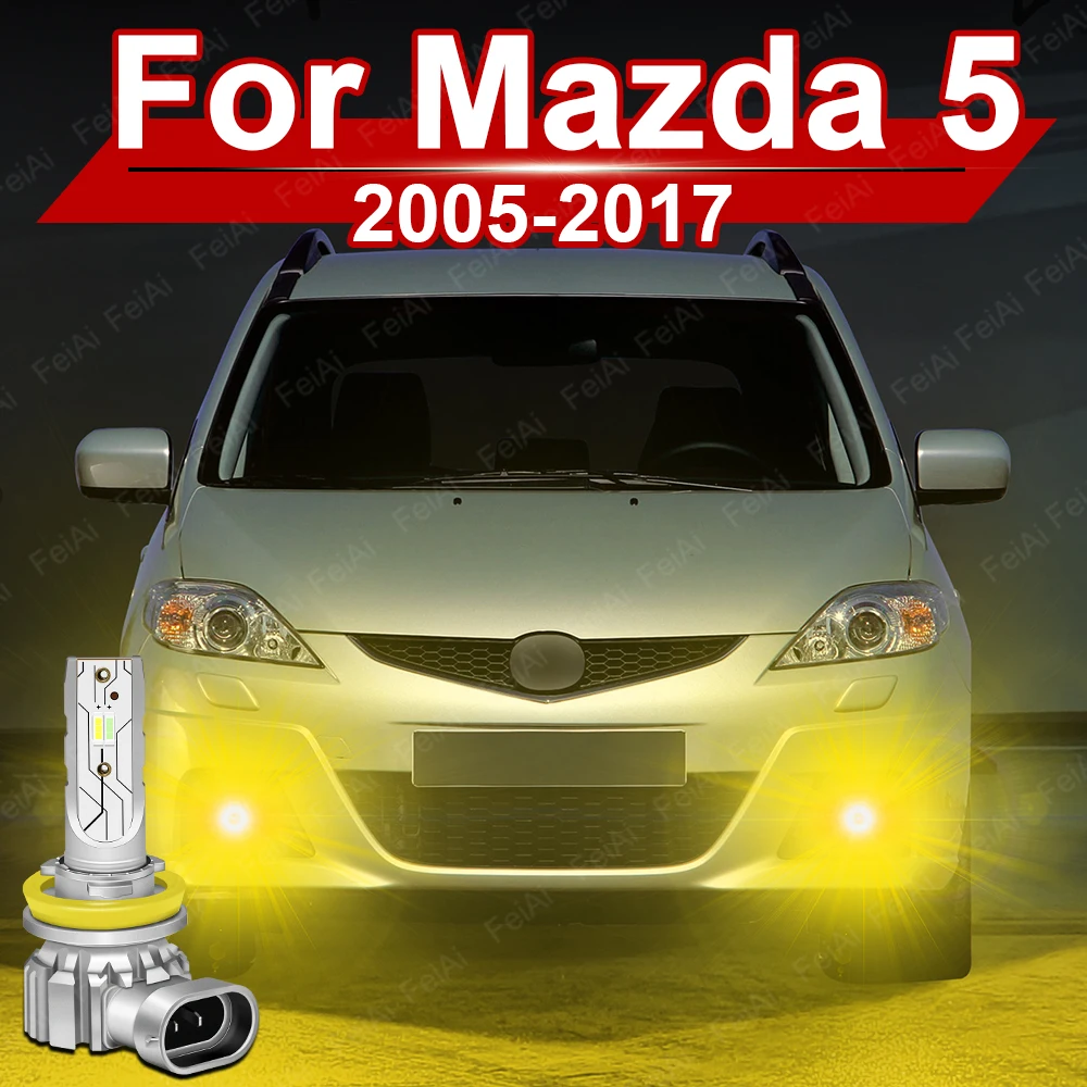 For Mazda 5 Premacy Fog Lights Dual Color LED Front Fog Lamp Accessories 2005-2008 2009 2010 2011 2012 2013 2014 2015 2016 2017