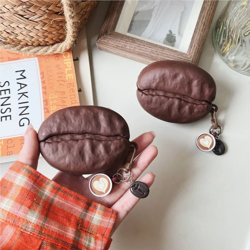 INS Emulation Coffee Bean for Huawei FreeClip 2 Freebuds 7i 5i 6i SE2 SE3 SE4 Pro 3 Pro 4 Soft Silicone Shockproof Pendant Cover