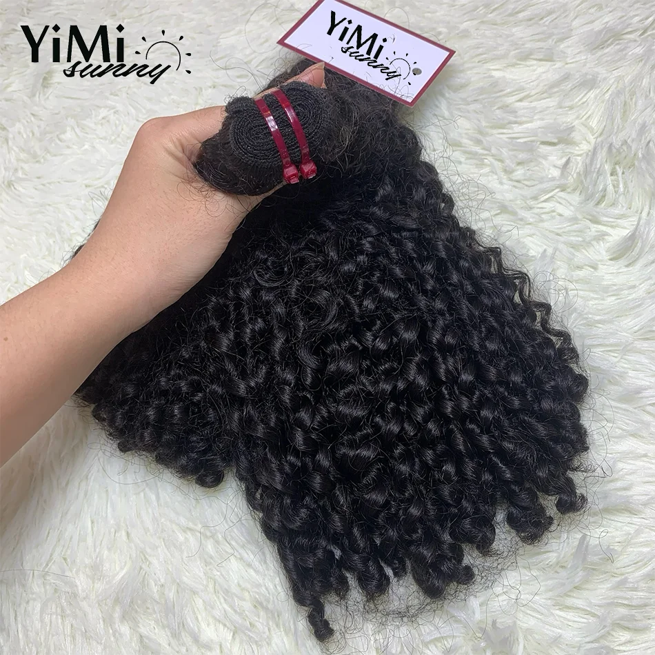 Yimisunny-Cabello humano virgen Remy malayo de rizo profundo 100% sin procesar, tejido de cabello humano malayo, paquete de 4 paquetes, extensión de rizo, trama de cabeza completa, venta al por mayor