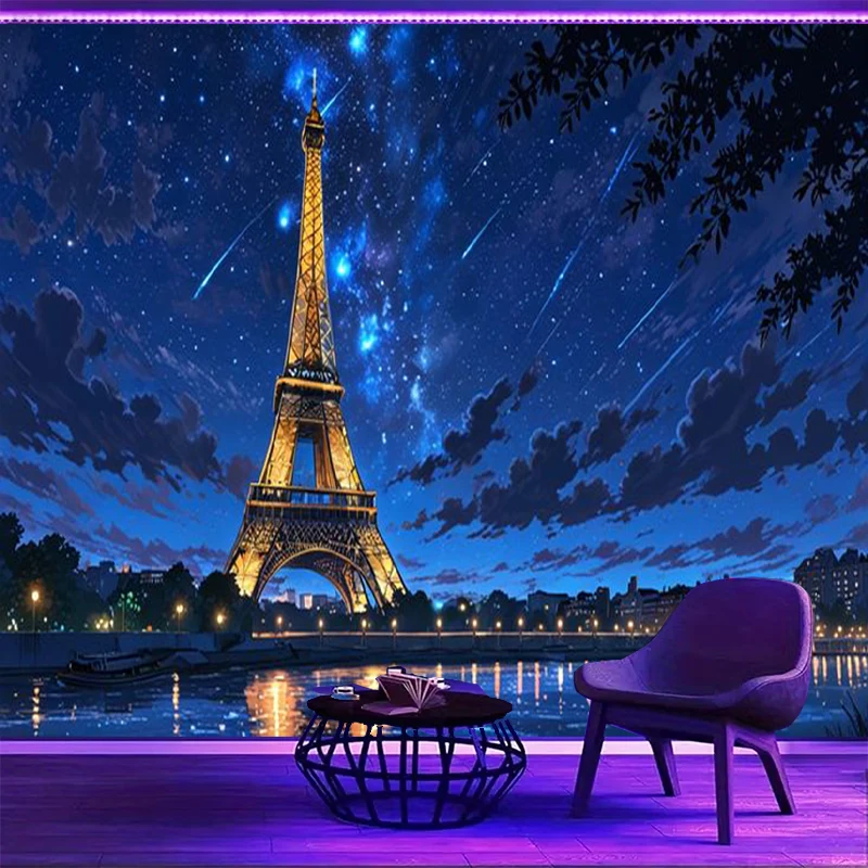 1PC Eiffel Tower Art Print Backdrop Banner, Bedroom Living Room Photo Background, Polyester, Home Decor, Wall Art