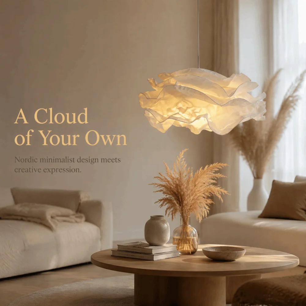 White Paper Lamp Shade Modern Design Flower Shape Cloud Lamp Shade Handcrafted Style Art DIY Pendant Light Cover Home Use