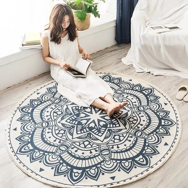 Mendala Carpet Nordic Bohemian Floor Carpets for Living Room Bedroom Anti-slip Doormat Yoga Mat Tassels Area Rugs