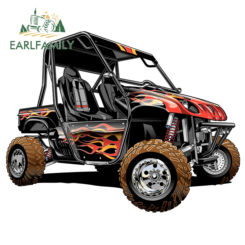 EARLFAMILY 13cm x 11.1cm for Quad Bike In Desert Car Stickers Truck Decal DIY Anime Waterproof Vehicle Bumper 3D Window Decor