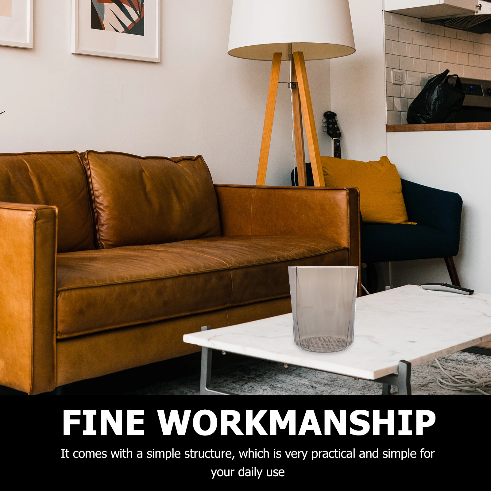 

1pc Mini Thickened Trash Can For Home Office Desktop Plastic Waste Bin, Translucent Small Garbage Container