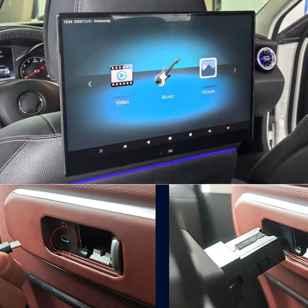 Système de divertissement pour sièges arrière pour BMW X5 G05 X6 G06 X7 G07 XB7 Android 16 WiFi 4K Écran tactile vidéo Support caché Moniteur TV