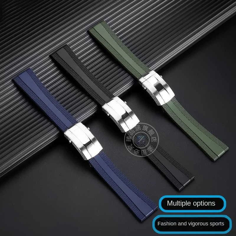 Wysokiej jakości gumowy pasek do zegarka 22mm czarny niebieski zielony Breitling zegarek z nową Super oceaniczny Avengers gumowa opaska składana klamra