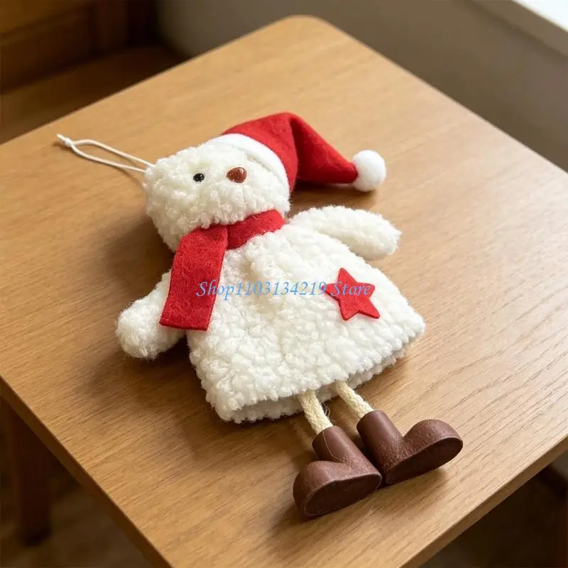 N5KC Soft Holiday Bear Ornament with Top Loop for Tree and Wreath Display