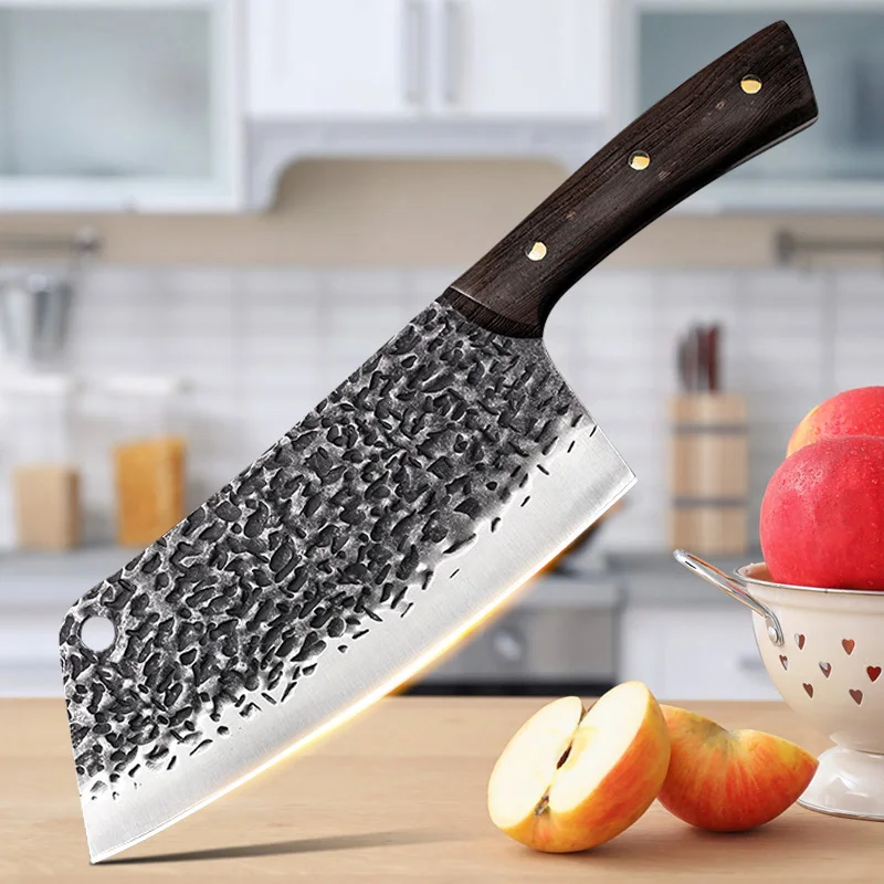 Kitchen Knives Chinese Meat Fish Slicing Knife Wood Handle Hand Forged Cooking Chef Knife Stainless Steel Chopping Bone Cutter