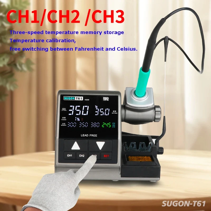 T61 Soldering Station 400W Compatible Soldering Iron Tip C470/245/210 Large Solder joints Welding Rework Station