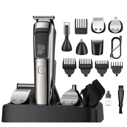 Professional Waterproof Hair Clipper Men Rechargeable Cordless Electric Razor 6 in 1 Multifunctional Hair Trimmer