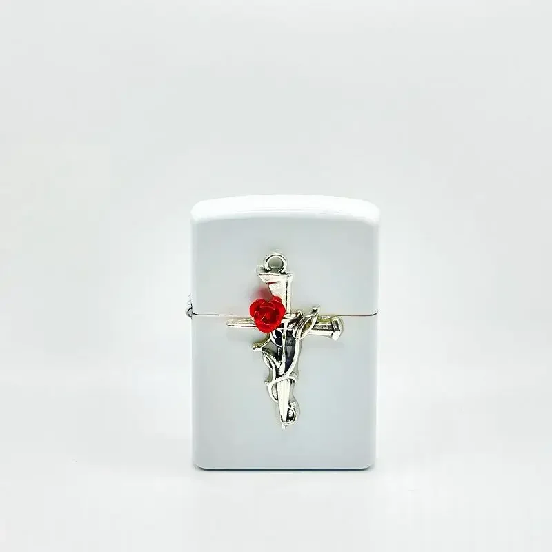 

Vintage Rose Metal Gas Lighter: New Arrival, Grinding Wheel Ignition Personalized Handmade for Cigars High-Quality Gift for All