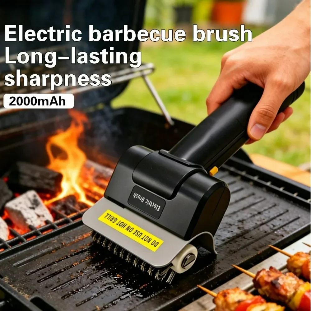 Handheld Electric Stainless Steel BBQ Grill Clean Brush 2000mAh Rechargeable Wireless Cleaning Brush Outdoor Kitchen Barbecue