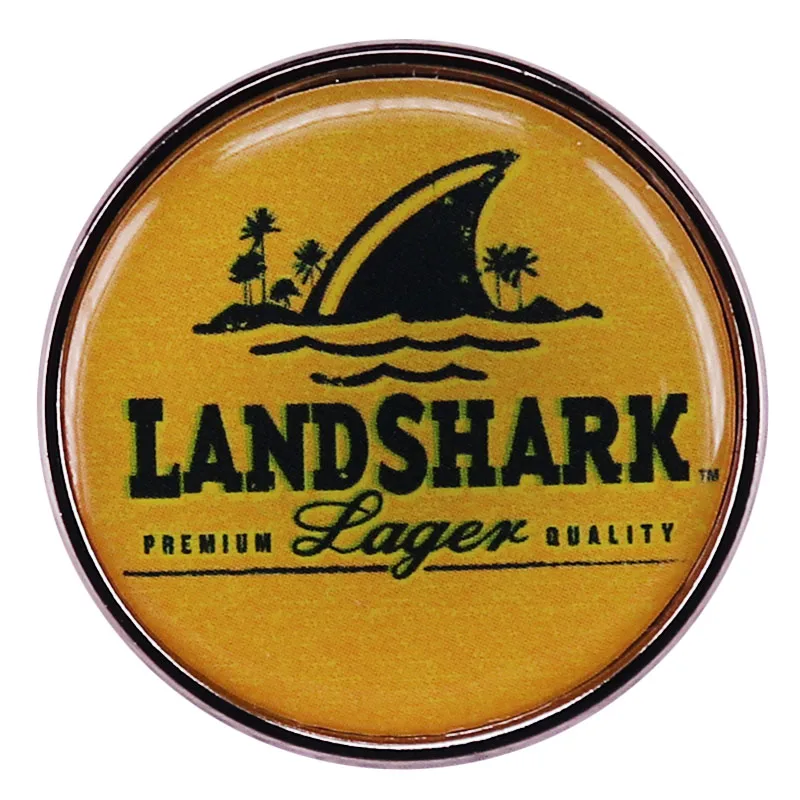 Landshark Beer Enamel Pin Brooch Yellow Badge for Backpacks Fashion Jewelry Gift