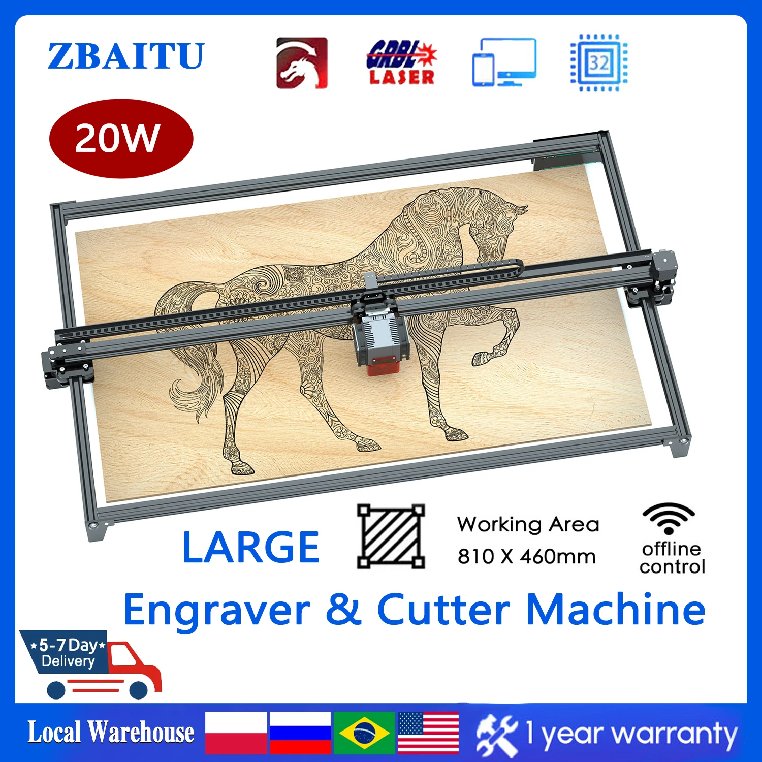 

ZBAITU CNC Engraver Cutter Impressora A Gravador Corte Laser Area 810x460mm Gravadora Laser E Cort Bomba Compressor De Ar 16w