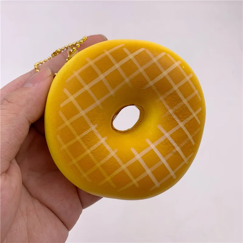 Cartoon Cute Simulated Delicious Doughnuts PU Slow Rebound Toys Creative Soft Pinch Music Fidget Toy Keychain Backpack Pendant