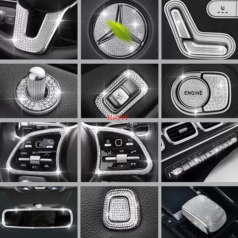 

For Mercedes Benz GLE GLS Class W167 X167 AMG Center Console Trim Interior Accessories Diamond Cover terior Crystal Sticker