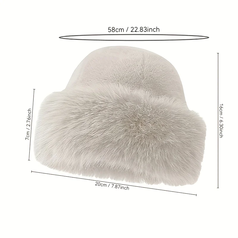 Women's Plush Imitation Fur Winter Hat - Windproof, Cold proof, Breathable Fisherman's Bucket Hat, Elastic Fit, Autumn/Winter