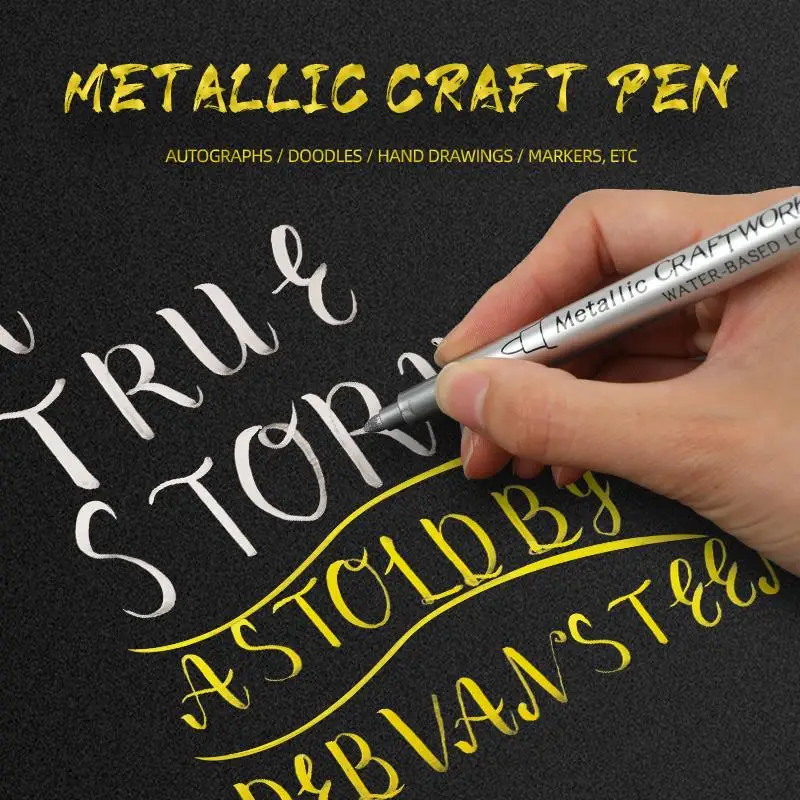 1/2/4/6Pcs Brush Metallic Marker Pens Gold Silver Permanent Art Markers For Glass Ceramics Resin Crafts Scrapbooking Painting
