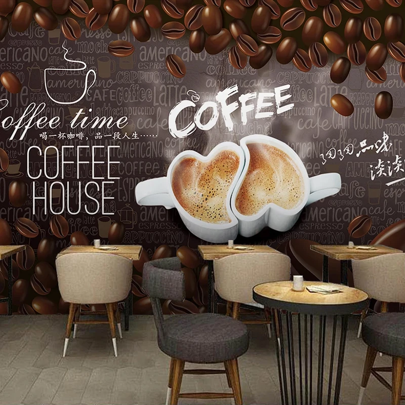 Foto personalizada pintada a mano, póster de letras en inglés, pintura de pared, café, casa, restaurante, sala de estar, Mural, papel tapiz moderno 3D