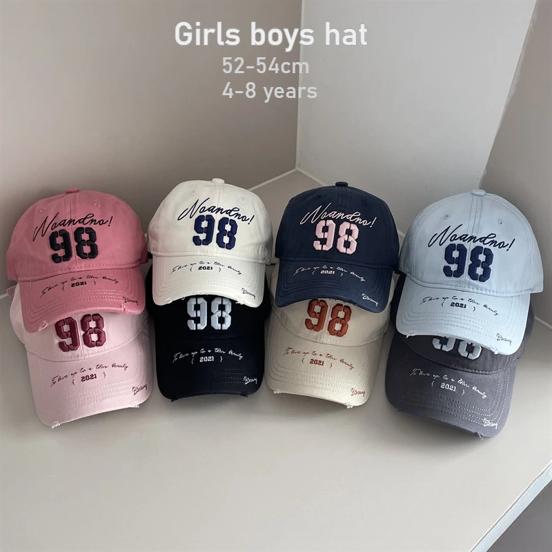 Gorra de Béisbol para Niños, Primavera-Verano, 52-54cm, 4-8 Años, Estilo Hip Hop, Visera Ancha, con Letras, para Niños y Niñas