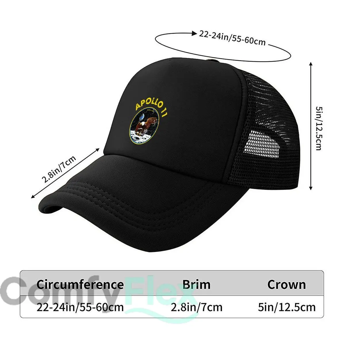 Apollo 11 Graphic Graphic Mesh Baseball Caps Men Women Retro Sun Breathable Snapback Caps Dad Spring Hats