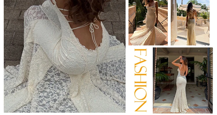 Mingmingxi Elegant White eyelash lace Lace Two Piece Set Autumn Long Sleeve Crop Top and Mermaid Skirt Women Matching Sets