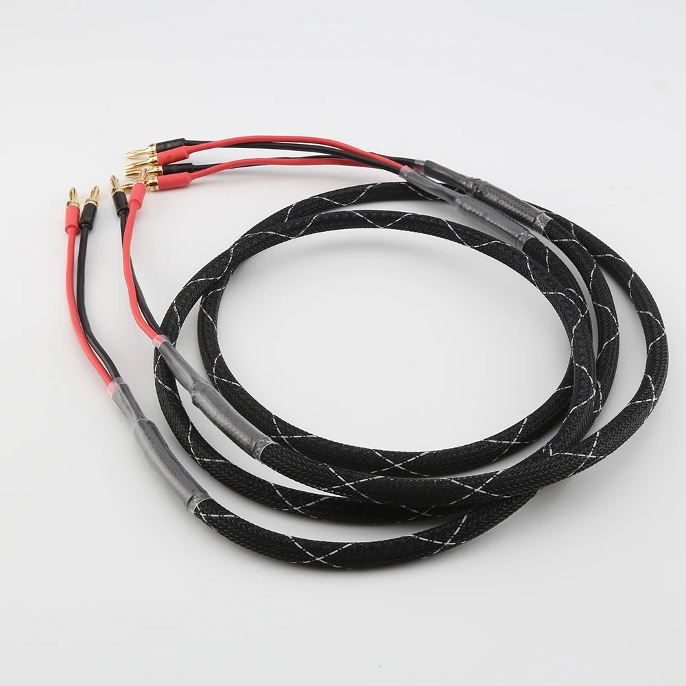 New Audiocrast Hifi 6N Pure copper Speaker Cables Banana Plug 2 to 2 Connector Audio Amplifier CD DVD Player Speaker Cable