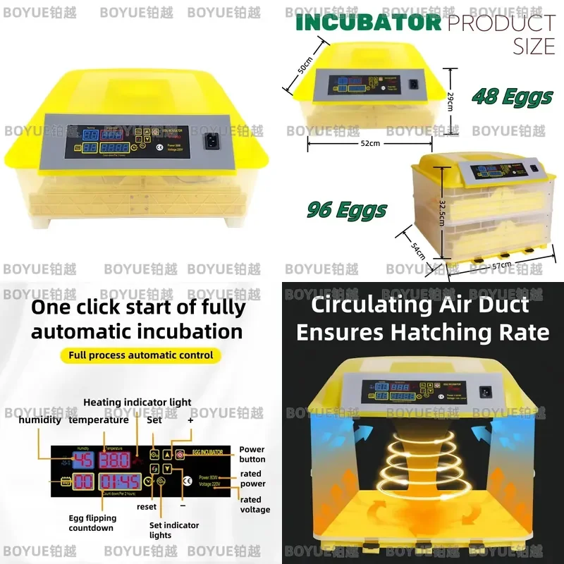 48 56 96 112 Eggs Chicken Eggs Incubator Fully Automatic Egg Hatching Machine For Chicken Quail Duck