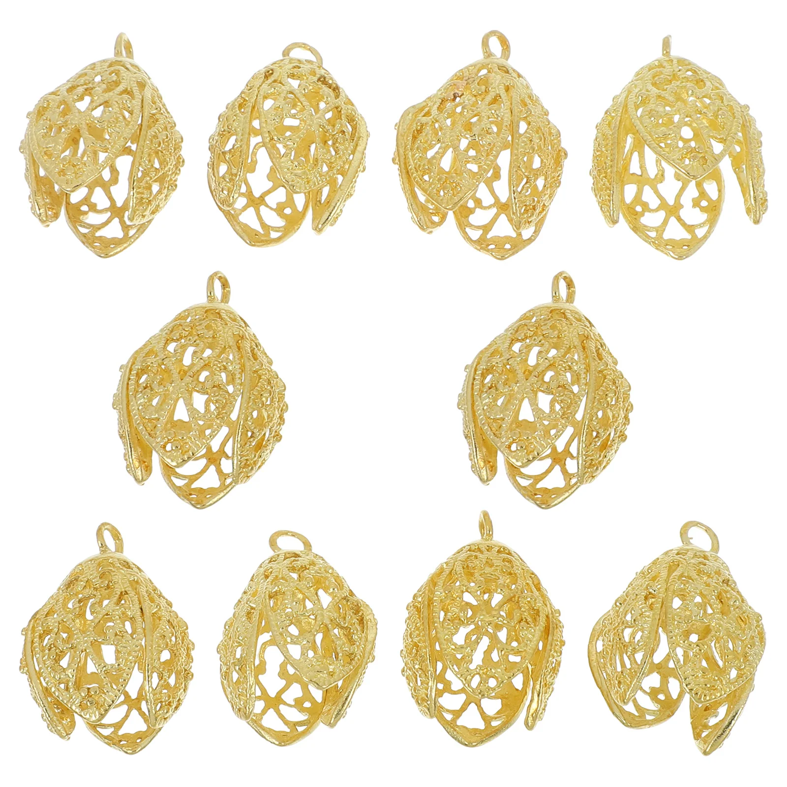 

10Pcs Copper DIY Charm Pendant Hollow Flower Pattern 26x17mm Suitable for Necklace Bracelet Earrings Jewelry Making Crafts
