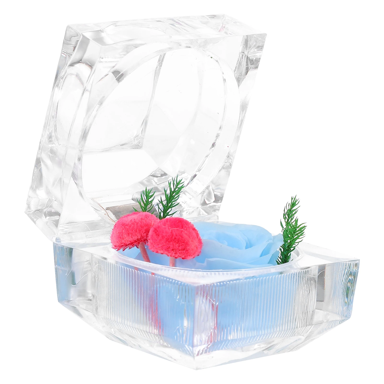 

Rose Bud Ring Box Decorative Storage Case Artificial Red Preserved Flower Jewel Chic Jewelry Box Wedding Proposal Gifts Plastic