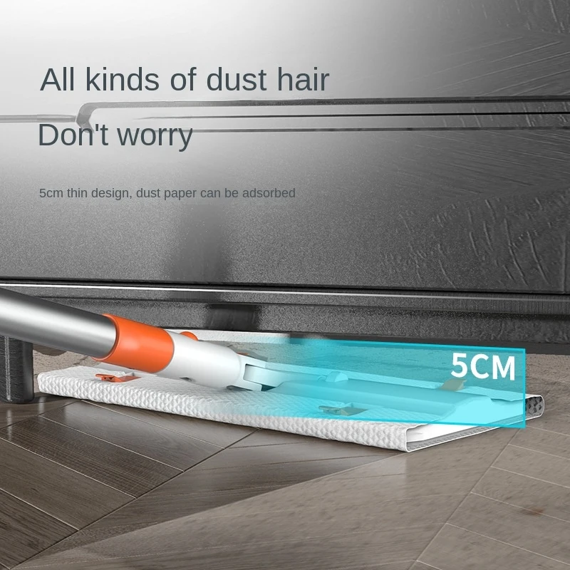 1PCS Electrostatic Dust Mop for Home Use, Hands-Free, Disposable Paper Mop, One-Pass Cleaning, Lazy Person's Floor Mop with Clip view 2