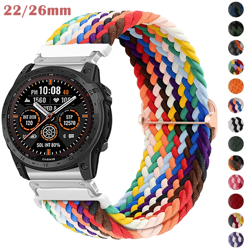 Quick Fit 22mm 26mm Geflochtenes Nylon-Elastikarmband für Garmin Enduro3 Fenix7 7X Solar/6XPro 5XPlus Uhrenarmband für Garmin Fenix8 47mm