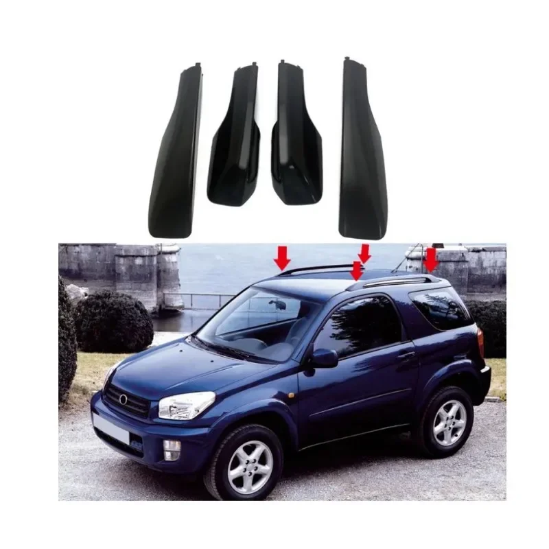 

Black Car Styling Roof Rack Cover Bar Rail End Replacement Shell Accessories 4pcs for Toyota RAV4 XA20 2001 2002 2003 2004 2005