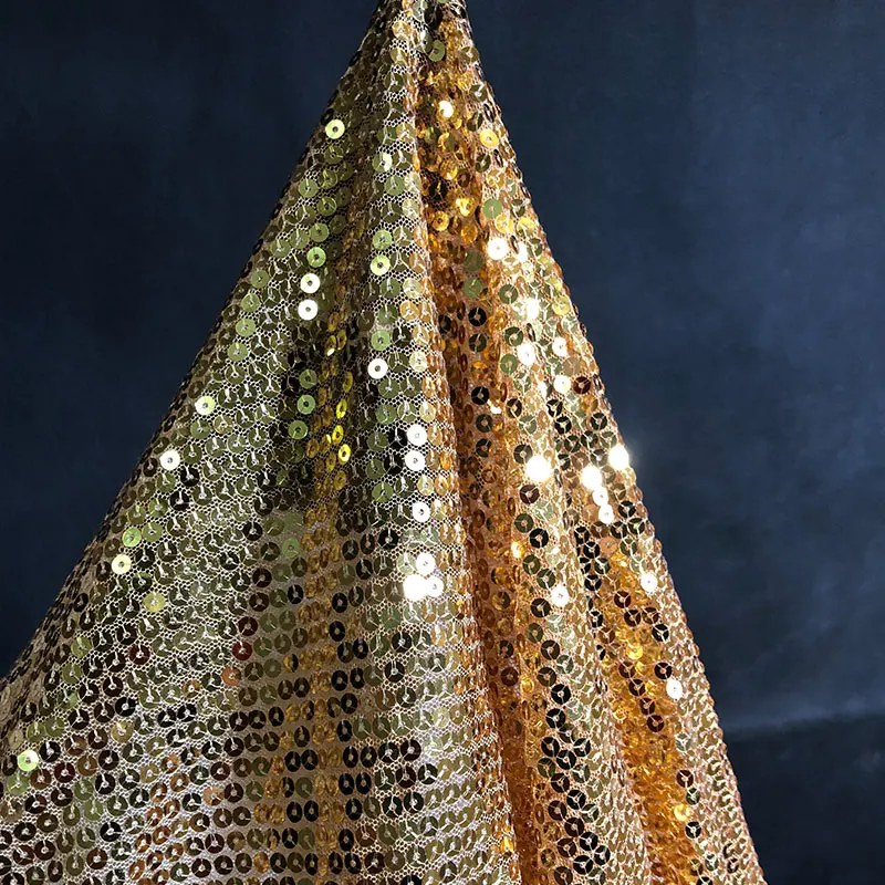 Tecido de lantejoulas brilhantes douradas costura vestido de casamento, vestido de noite, traje de palco DIY decoração de casamento tecido de designer