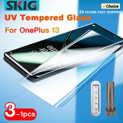 SKIG UV Tempered Glass For OnePlus 13 12 11 R 10 9 8 7 7T Ace2 Pro Full Cover Glue Curing For OnePlus13 Screen Protector