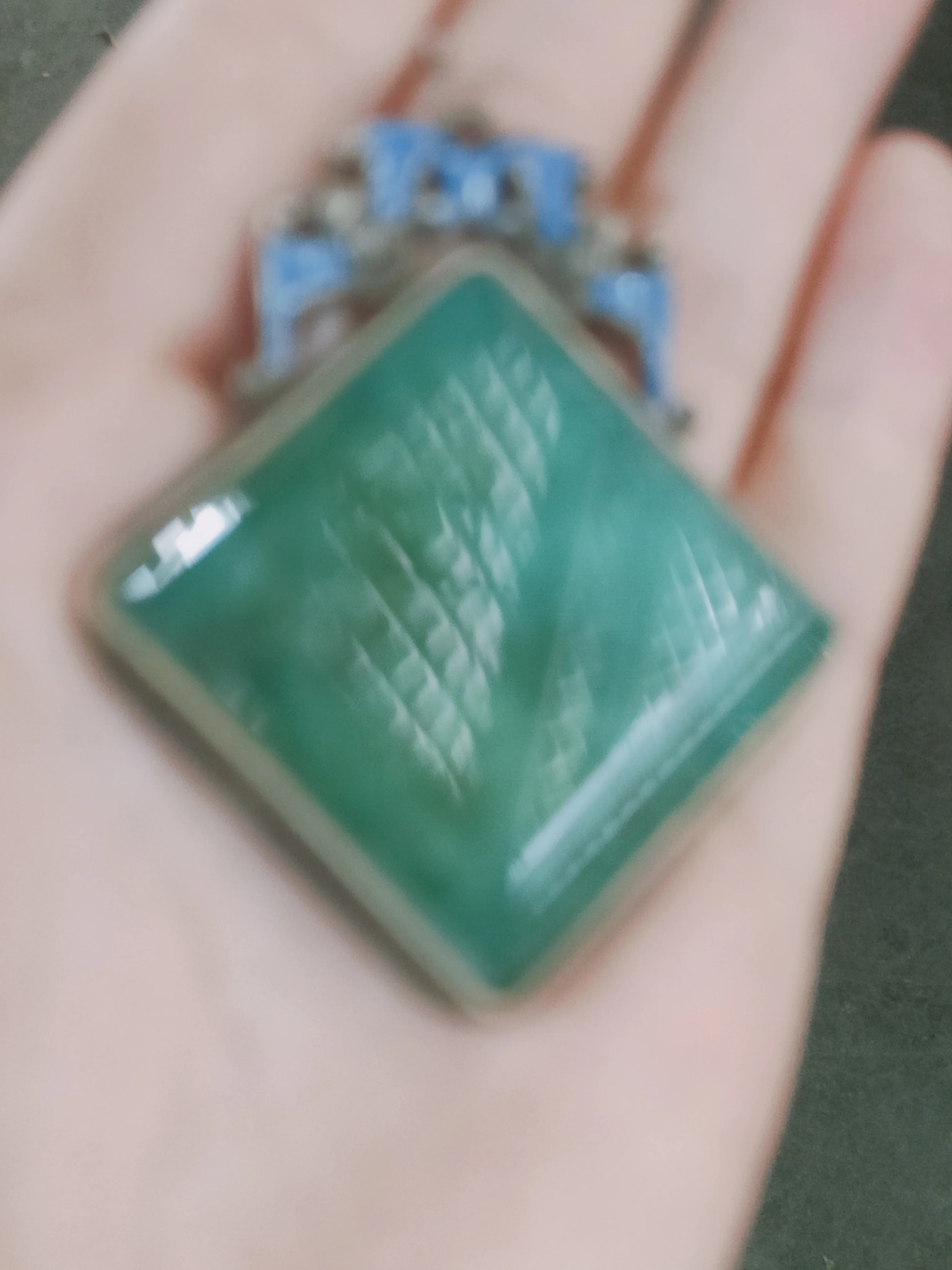 China double-sided national style glass artistic conception brand burning blue blessing pendant in front of your eyes