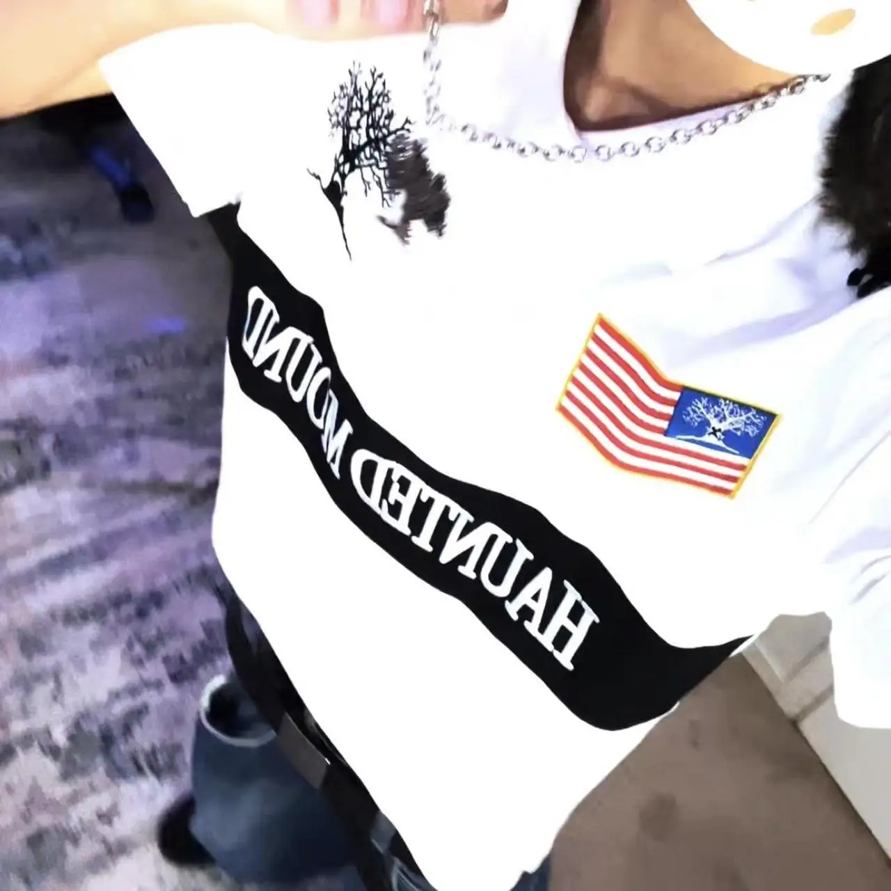 Polo Retro Haunted Mound para hombre y mujer, ropa Y2K, Harajuku, Hip Hop, Bordado de letras, camiseta de gran tamaño, Tops de manga corta
