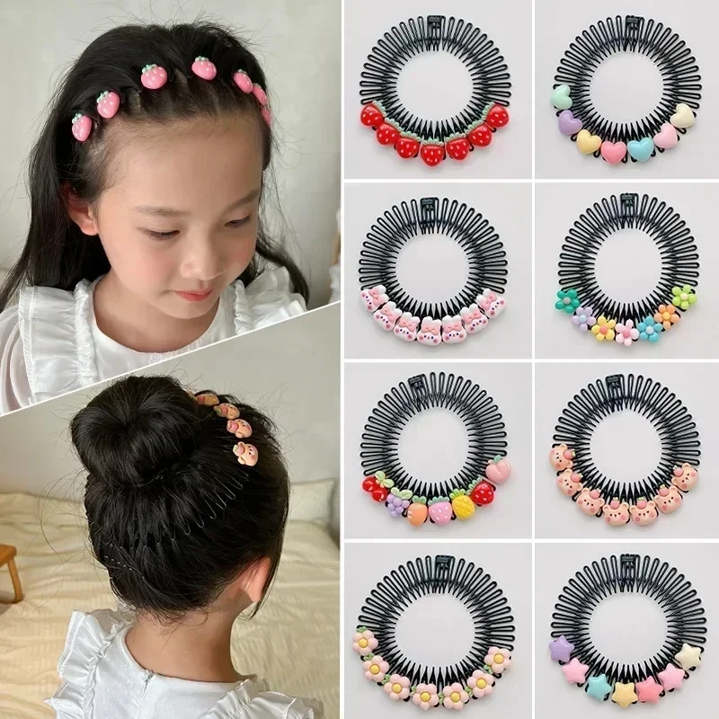 1/3Pcs New Children Y2k Star Colorful Hair Comb Broken Headband Hair Clips Bunny Cute Headdress Princess Girls Hair Accessories