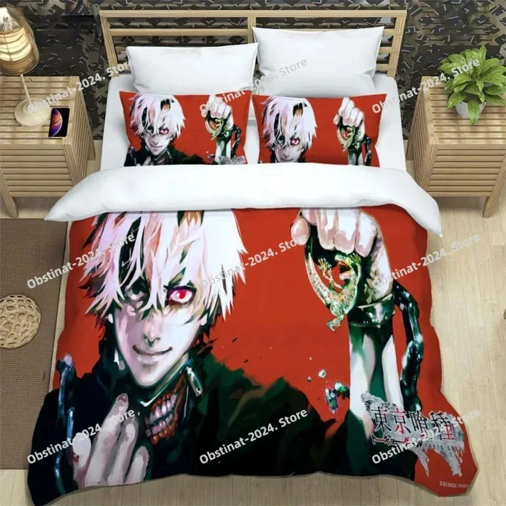 Japanese Fashion Anime Digital 3D Printing Comforter Bedding Set,Duvet Cover Bed Set Quilt Cover Pillowcase,King Queen Size 035
