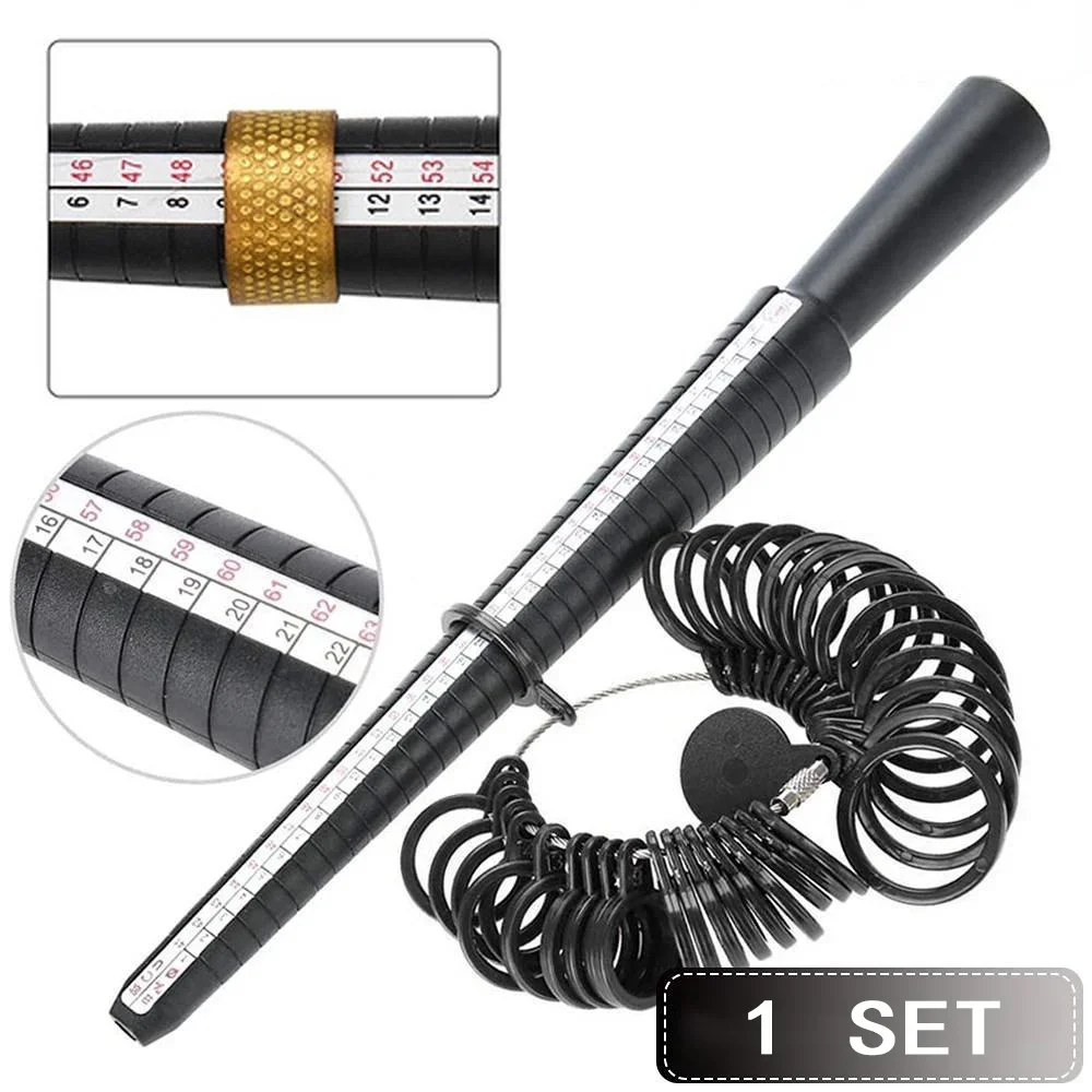 

Регулируемый комплект измерения размера кольца, легкомеря измерение размера пальца, США 2-15/Великобритании D-Z + 5/ЕС 41-76, инструмент для поиска размера пластикового кольца