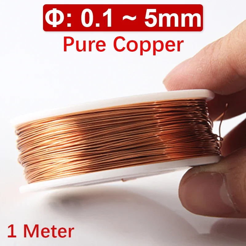 

100% Pure Copper Wire T2 Copper Coil Conductive Copper Wire, Superfine Wire, 0.1 0.2 0.3 0.4 0.5 1.0 1.5 2.0~5mm 1/5M