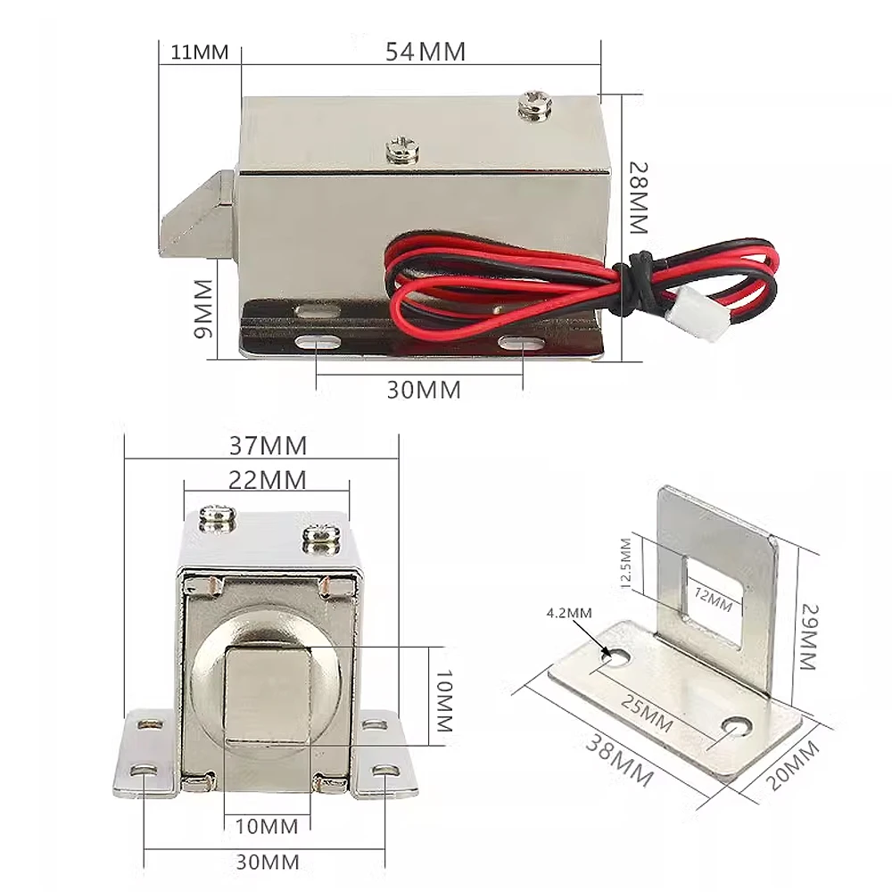 Small DC12V24V electronic bolt lock mini electric lock door lock iron cabinet door electromagnetic lock electric meter box lock