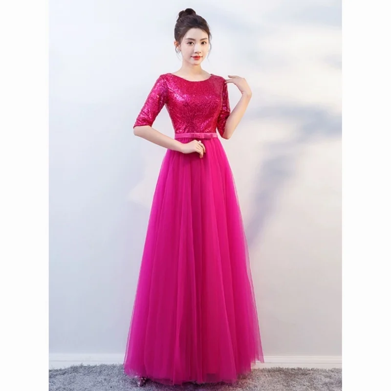 

Vietnam Woman Aodai Long Dress Short Sleeve Evening Wedding Party Cheongsam Performance Dance Chorus Wear