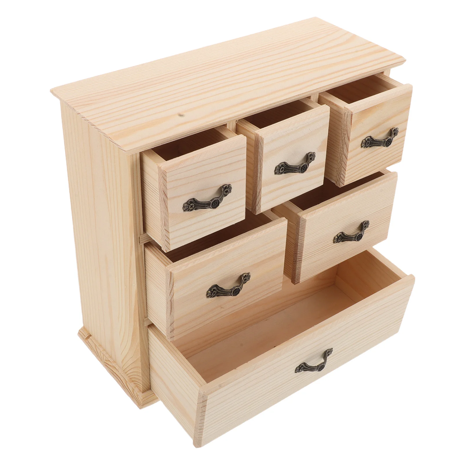 

6pcs Wooden Desktop Storage Box 6 Drawers Desk Organizer Mini Wood Storage Cabinet For Stationery Office Supplies Home Study