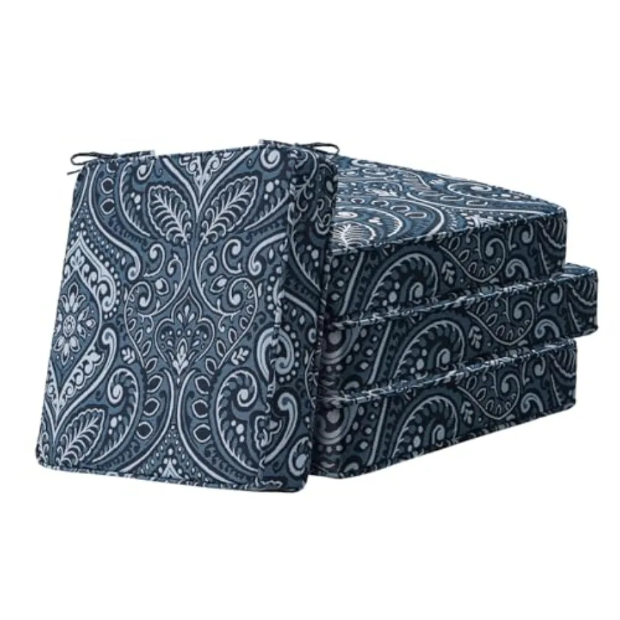 

Square Corner Seat Cushions 19" x 19" x 3" Set of 4 Indoor Outdoor Water Repellent Universal Chair Pads with Ties for Patio Fur